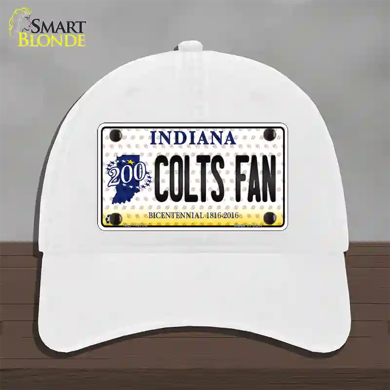 Colts Fan Bicentennial Indiana Novelty License Plate Hat Unconstructed Cotton / White