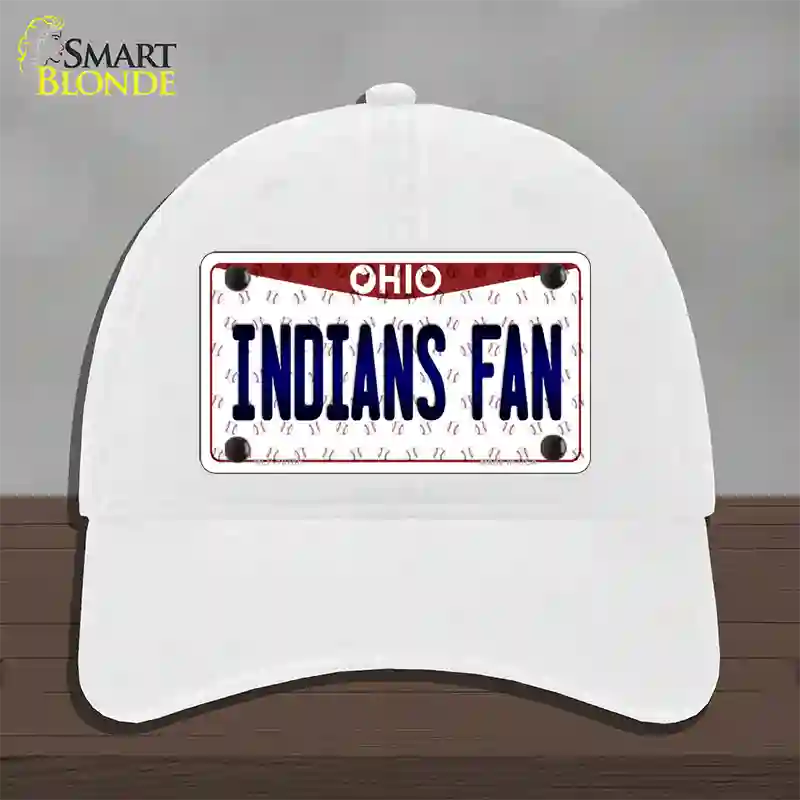 Indians Fan Ohio Novelty License Plate Hat Unconstructed Cotton / White