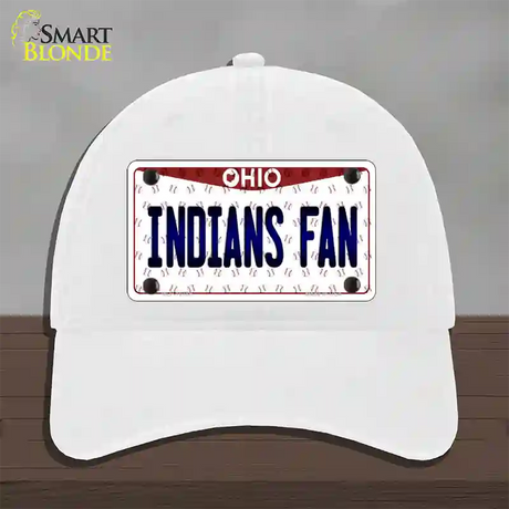 Indians Fan Ohio Novelty License Plate Hat Unconstructed Cotton / White