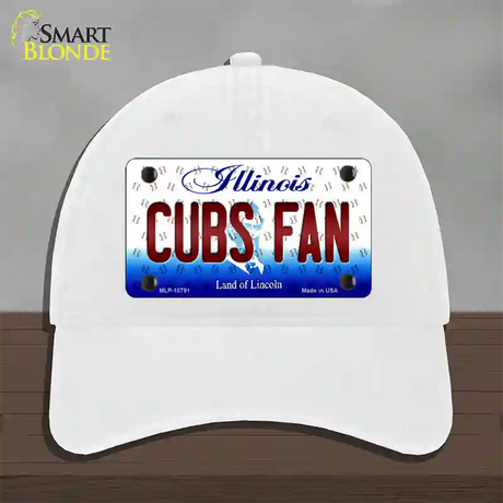 Cubs Fan Illinois Novelty License Plate Hat Unconstructed Cotton / White