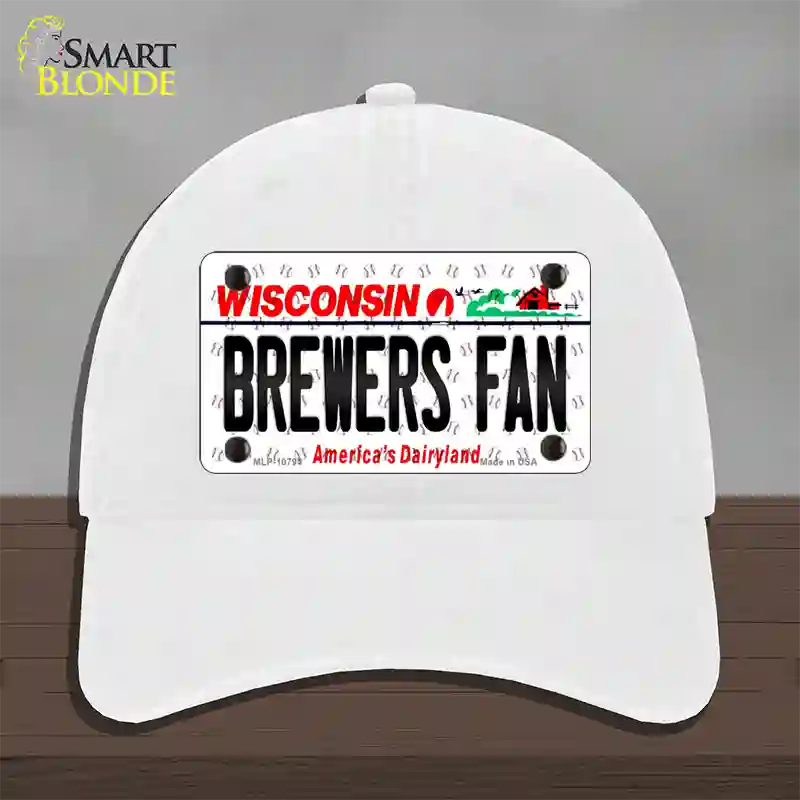 Brewers Fan Wisconsin Novelty License Plate Hat Unconstructed Cotton / White