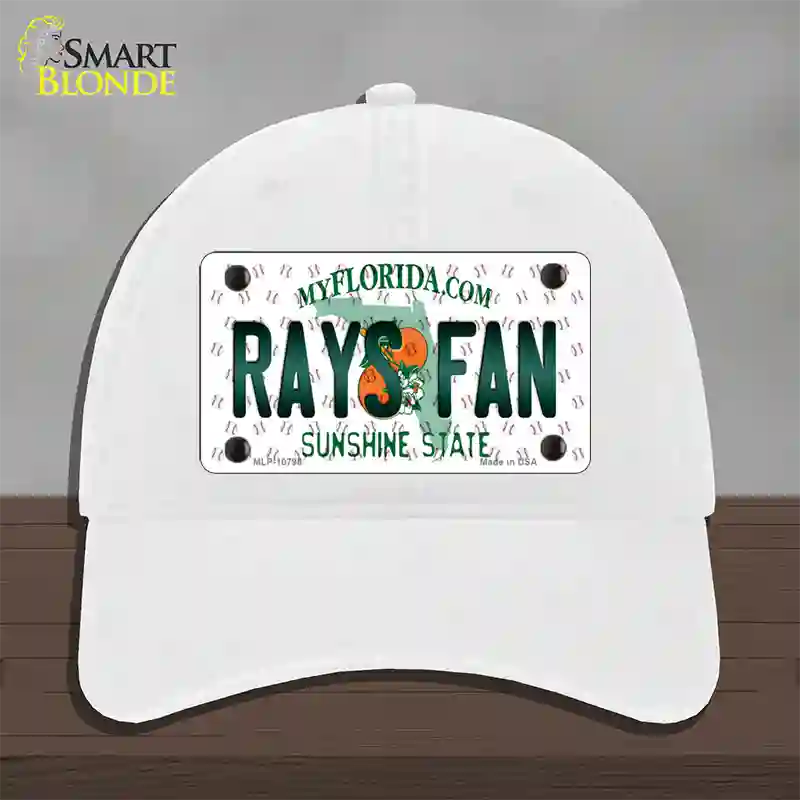 Rays Fan Florida Novelty License Plate Hat Unconstructed Cotton / White