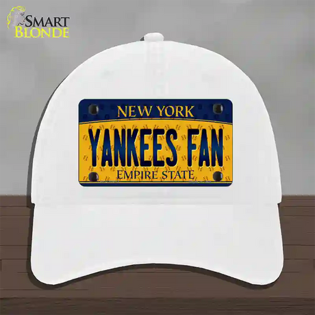 Yankees Fan New York Novelty License Plate Hat Unconstructed Cotton / White