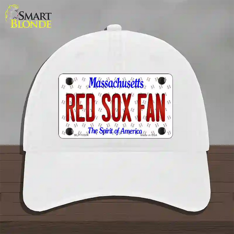 Red Sox Fan Massachusetts Novelty License Plate Hat Unconstructed Cotton / White