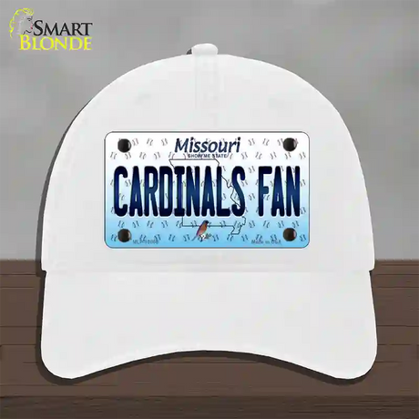 Cardinals Fan Missouri Novelty License Plate Hat Unconstructed Cotton / White