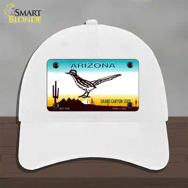 Roadrunner Arizona Novelty License Plate Hat Unconstructed Cotton / White