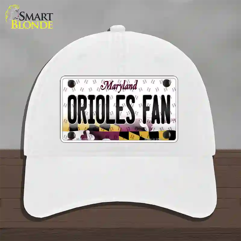 Orioles Fan Maryland Novelty License Plate Hat Unconstructed Cotton / White