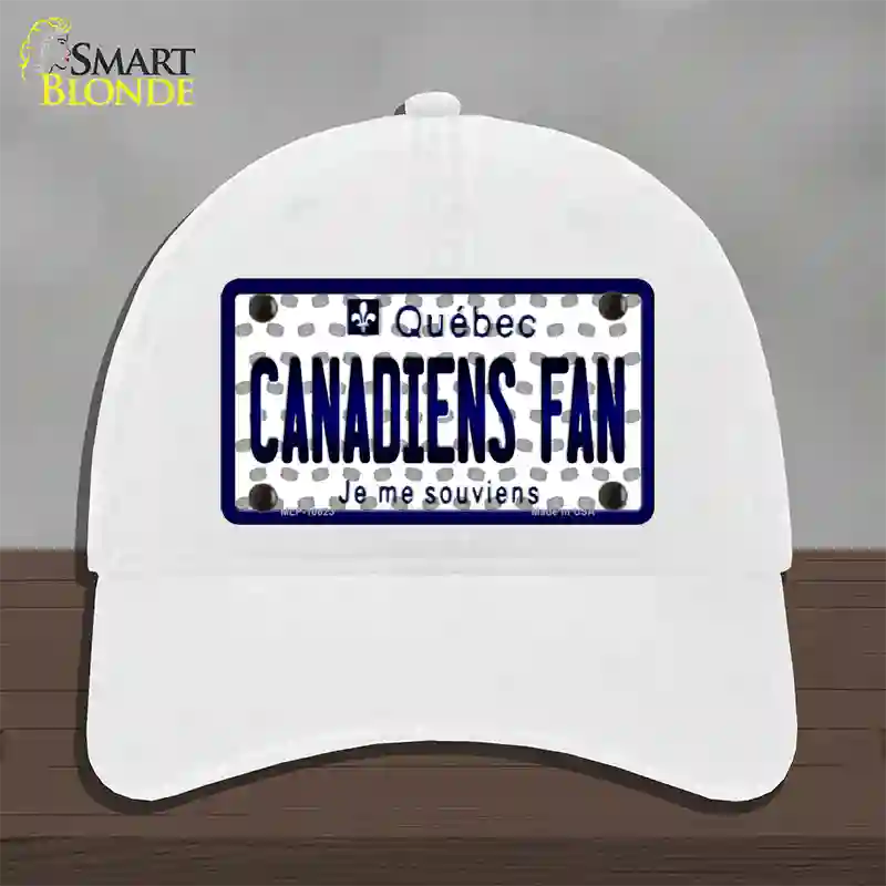 Canadiens Fan Quebec Novelty License Plate Hat Unconstructed Cotton / White