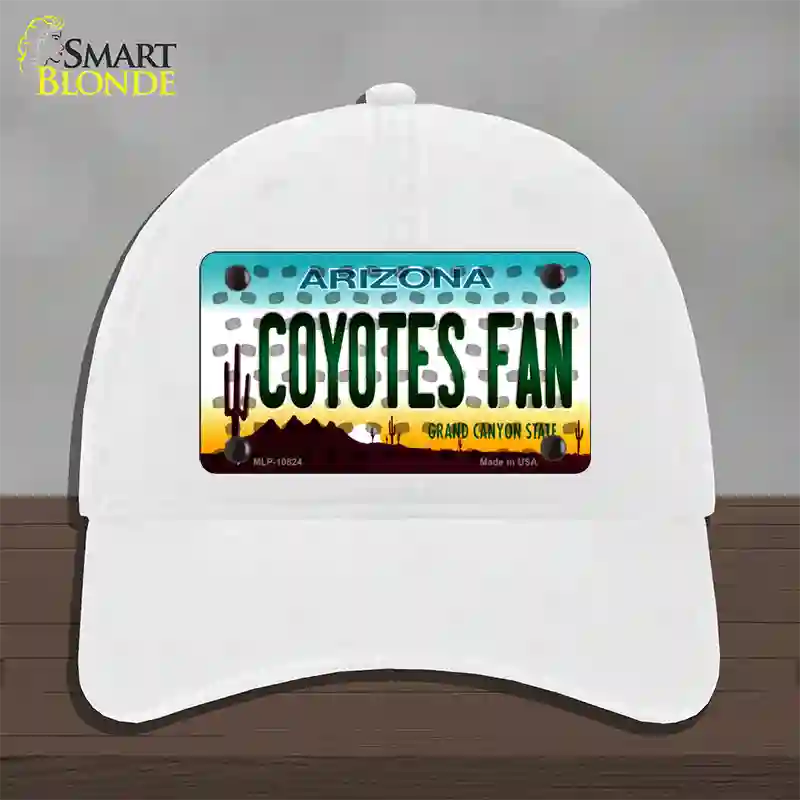 Coyotes Fan Arizona Novelty License Plate Hat Unconstructed Cotton / White