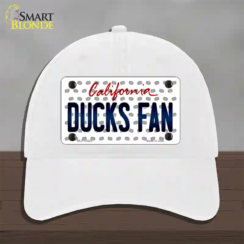 Ducks Fan California Novelty License Plate Hat Unconstructed Cotton / White