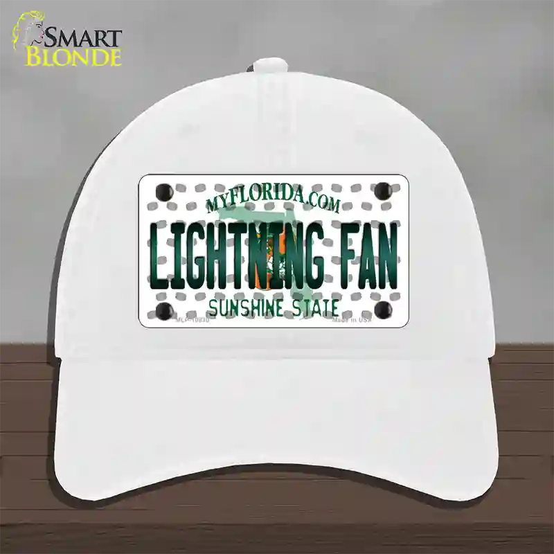 Lightning Fan Florida Novelty License Plate Hat Unconstructed Cotton / White