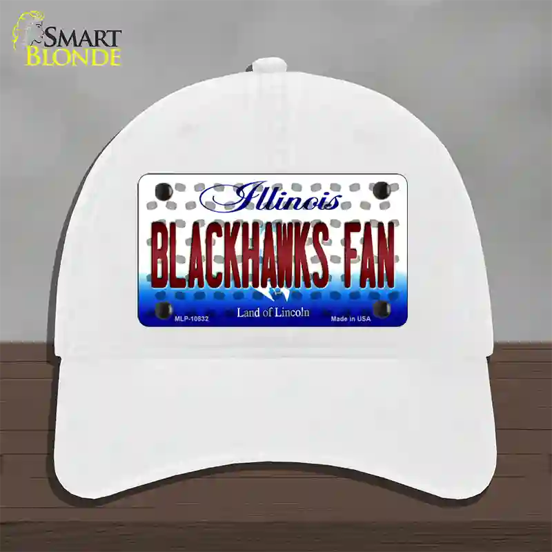 Blackhawks Fan Illinois Novelty License Plate Hat Unconstructed Cotton / White