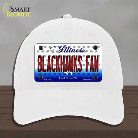 Blackhawks Fan Illinois Novelty License Plate Hat Unconstructed Cotton / White