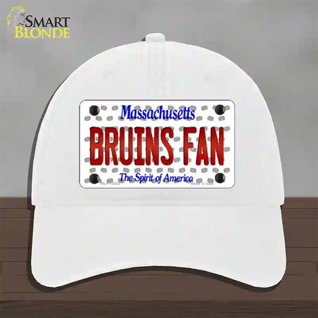 Bruins Fan Massachusetts Novelty License Plate Hat Unconstructed Cotton / White