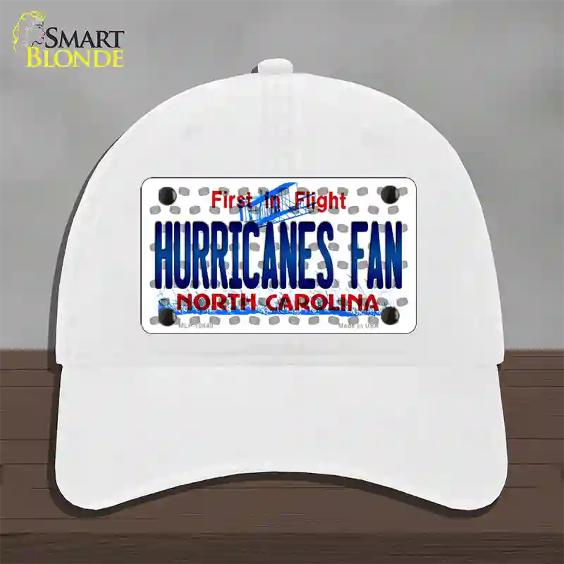 Hurricanes Fan North Carolina Novelty License Plate Hat Unconstructed Cotton / White