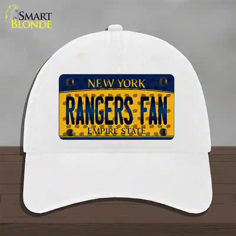 Rangers Fan New York Novelty License Plate Hat Unconstructed Cotton / White