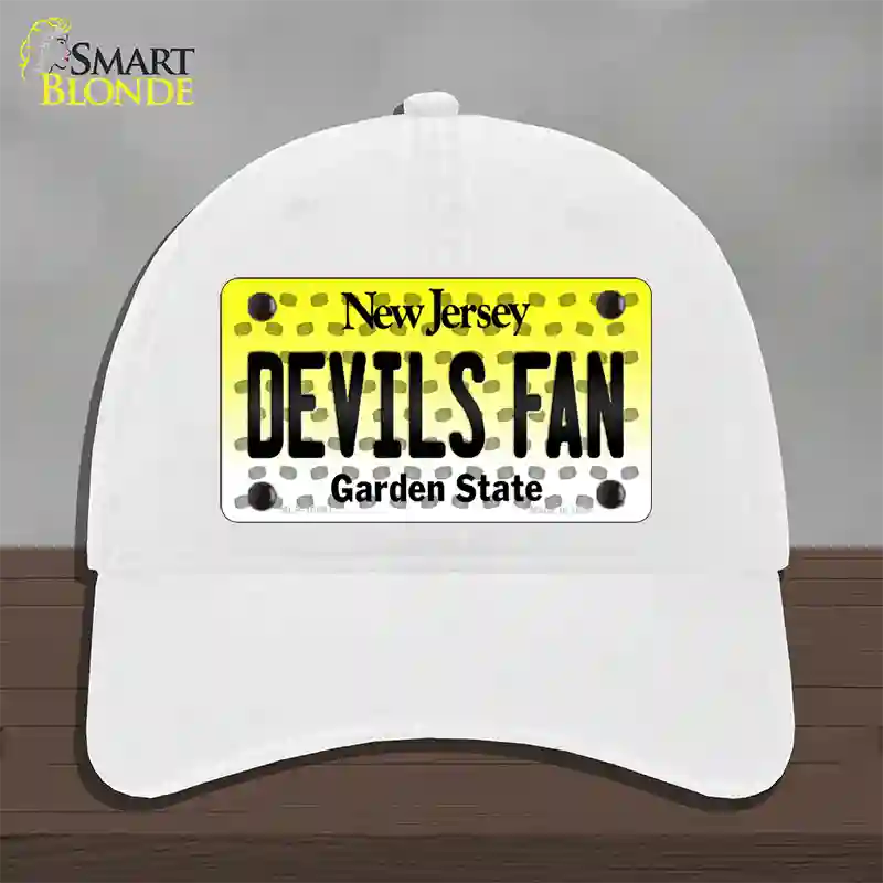 Devils Fan New Jersey Novelty License Plate Hat Unconstructed Cotton / White