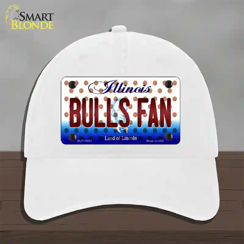 Bulls Fan Illinois Novelty License Plate Hat Unconstructed Cotton / White