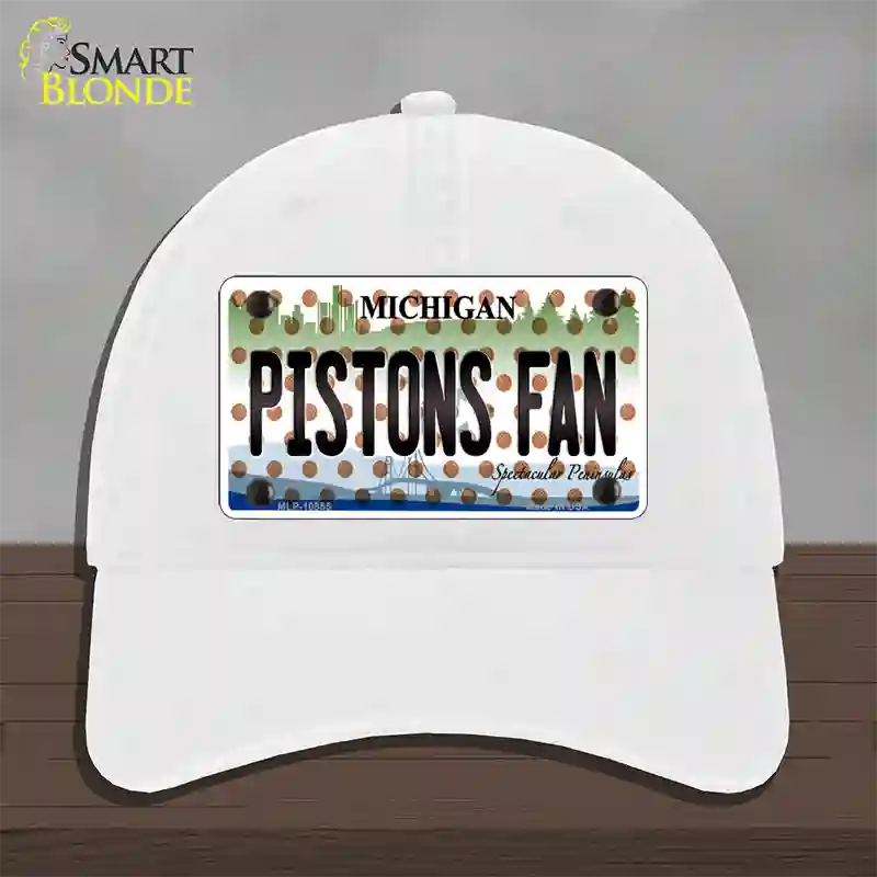 Pistons Fan Michigan Novelty License Plate Hat Unconstructed Cotton / White