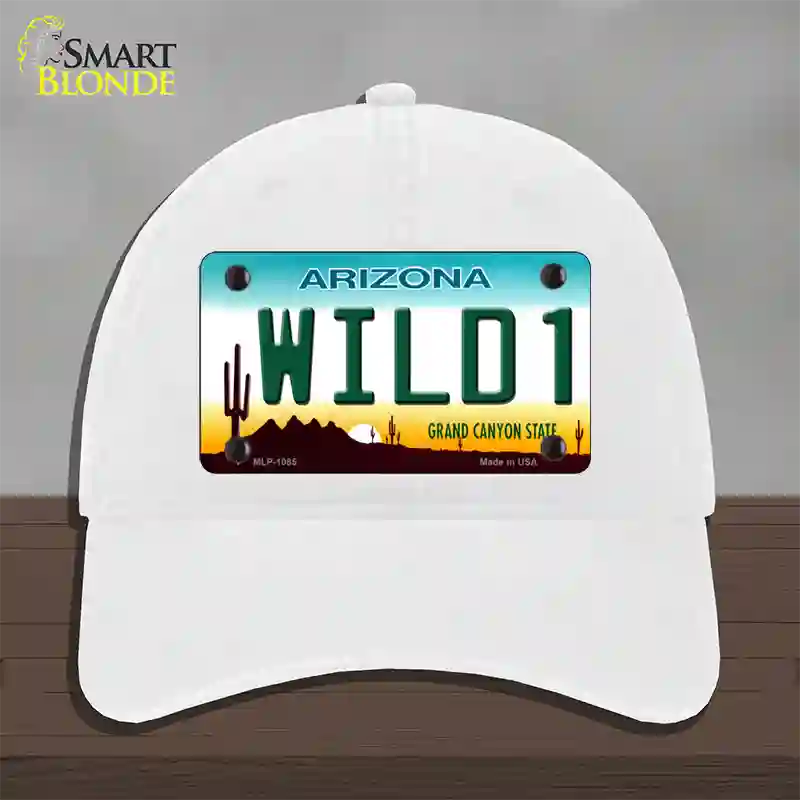 Wild 1 Arizona Novelty License Plate Hat Unconstructed Cotton / White