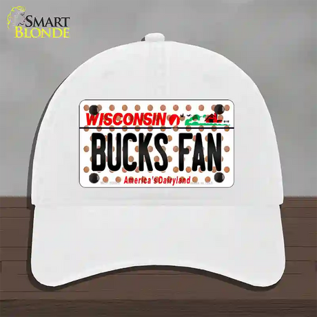 Bucks Fan Wisconsin Novelty License Plate Hat Unconstructed Cotton / White