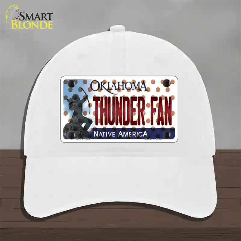 Thunder Fan Oklahoma Novelty License Plate Hat Unconstructed Cotton / White