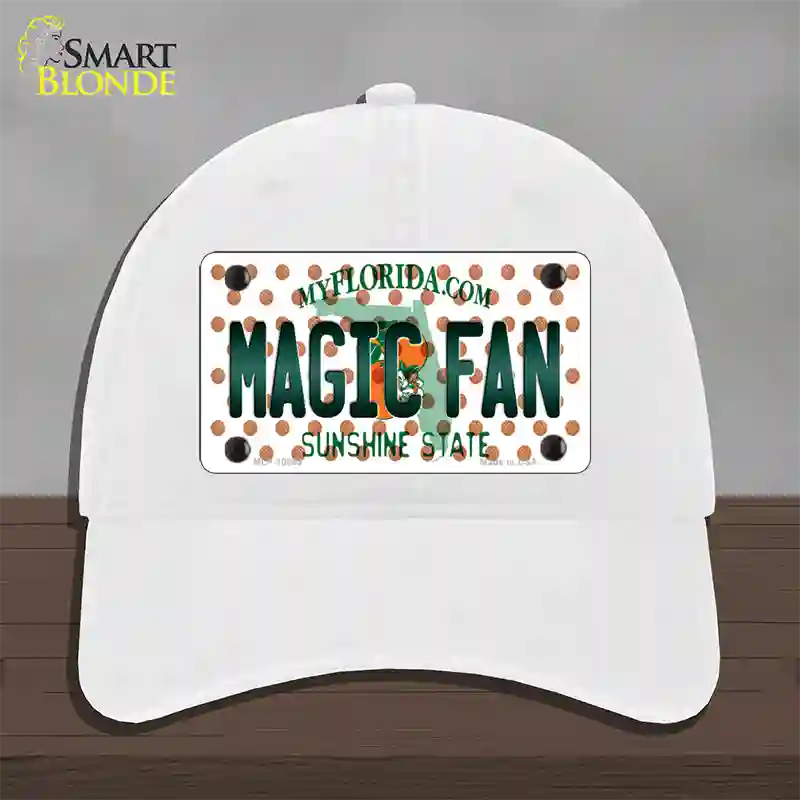 Magic Fan Florida Novelty License Plate Hat Unconstructed Cotton / White