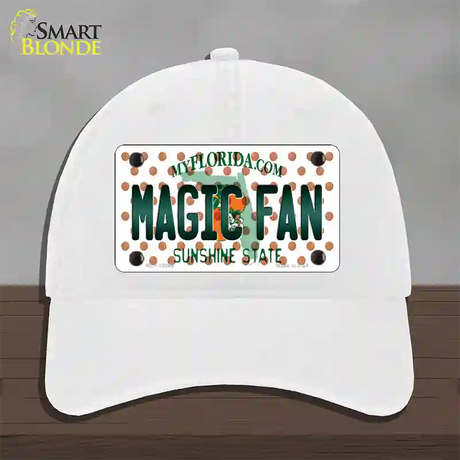 Magic Fan Florida Novelty License Plate Hat Unconstructed Cotton / White