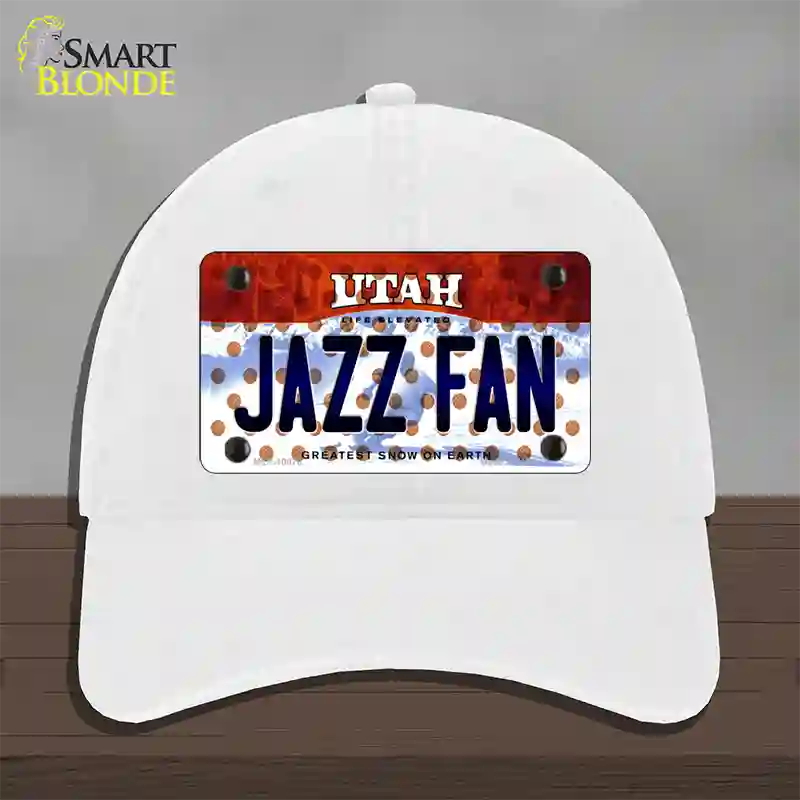 Jazz Fan Utah Novelty License Plate Hat Unconstructed Cotton / White