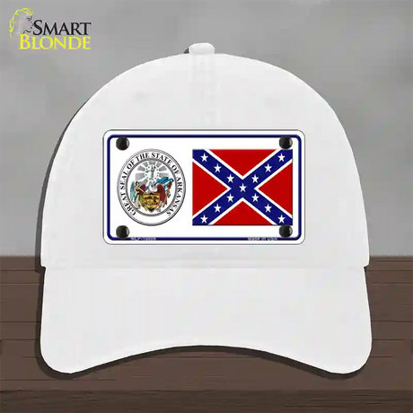 Confederate Flag Arkansas Seal Novelty License Plate Hat Unconstructed Cotton / White