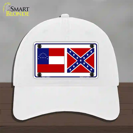 Confederate Robert E Lee Flag Novelty License Plate Hat Unconstructed Cotton / White