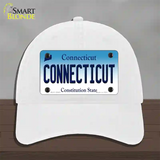 Connecticut State Novelty License Plate Hat Unconstructed Cotton / White