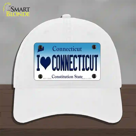 I Love Connecticut Novelty License Plate Hat Unconstructed Cotton / White