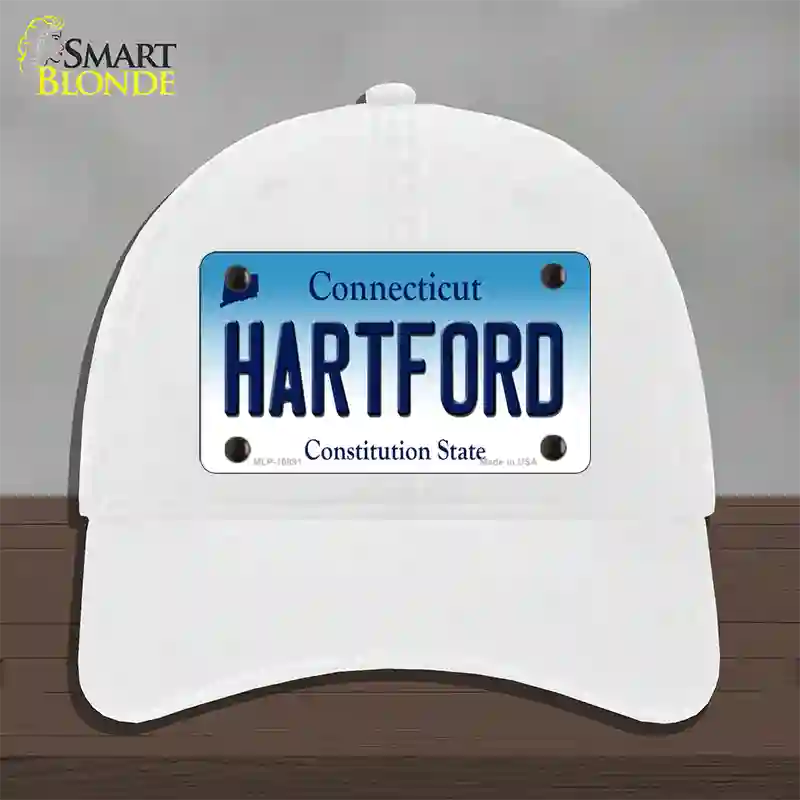 Hartford Connecticut Novelty License Plate Hat Unconstructed Cotton / White