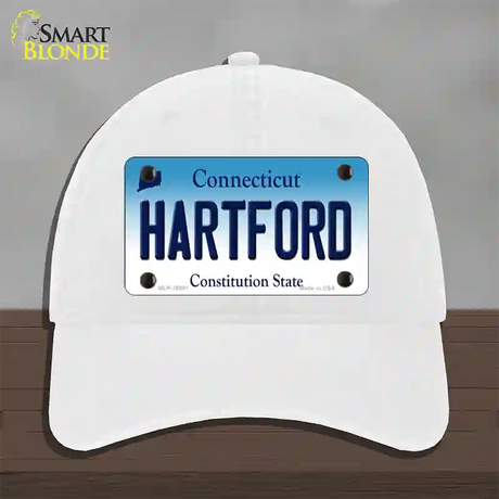 Hartford Connecticut Novelty License Plate Hat Unconstructed Cotton / White