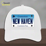 New Haven Connecticut Novelty License Plate Hat Unconstructed Cotton / White