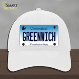 Greenwich Connecticut Novelty License Plate Hat Unconstructed Cotton / White