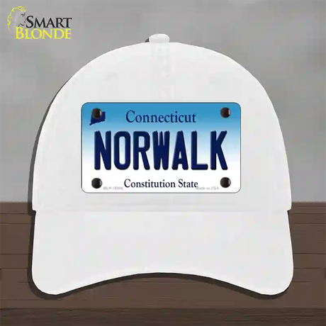 Norwalk Connecticut Novelty License Plate Hat Unconstructed Cotton / White