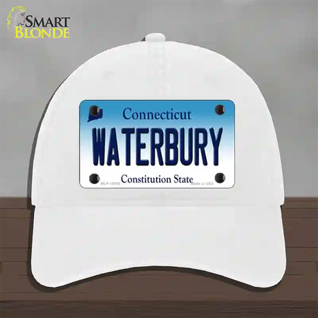 Waterbury Connecticut Novelty License Plate Hat Unconstructed Cotton / White