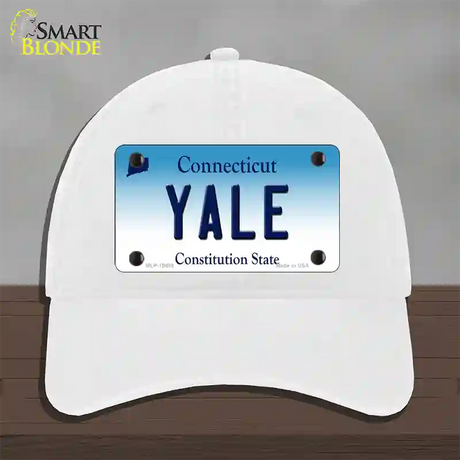 Yale Connecticut Novelty License Plate Hat Unconstructed Cotton / White