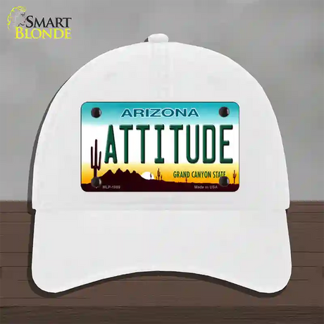 Arizona Attitude Novelty License Plate Hat Unconstructed Cotton / White