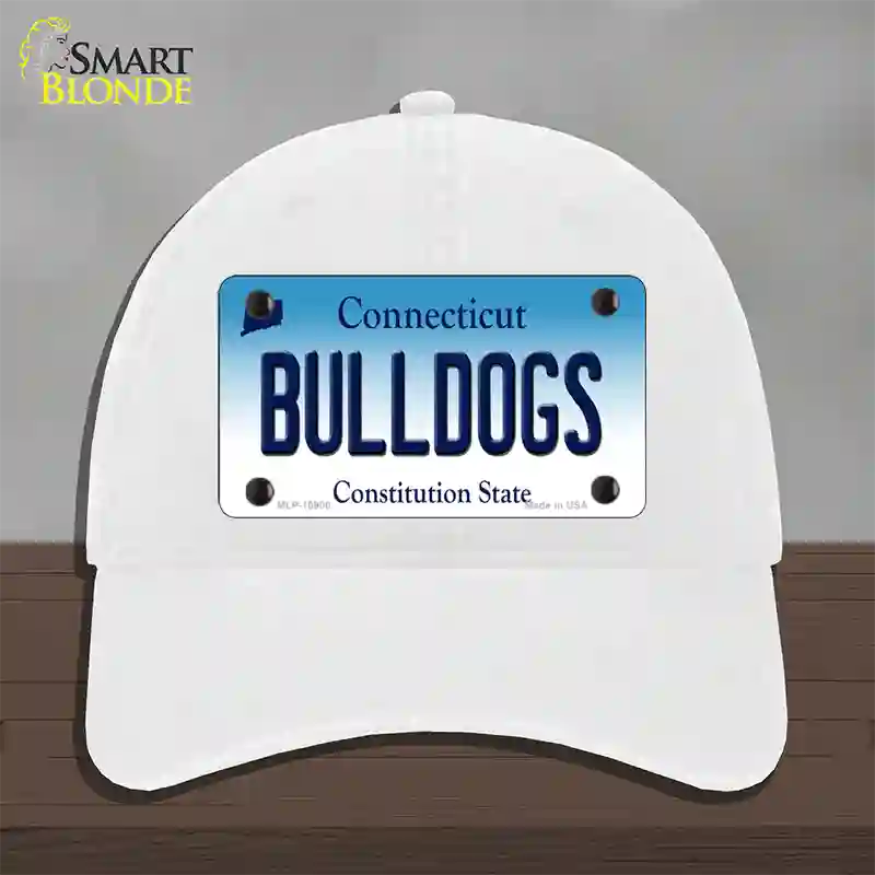 Bulldogs Connecticut Novelty License Plate Hat Unconstructed Cotton / White