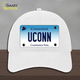 UConn Connecticut Novelty License Plate Hat Unconstructed Cotton / White