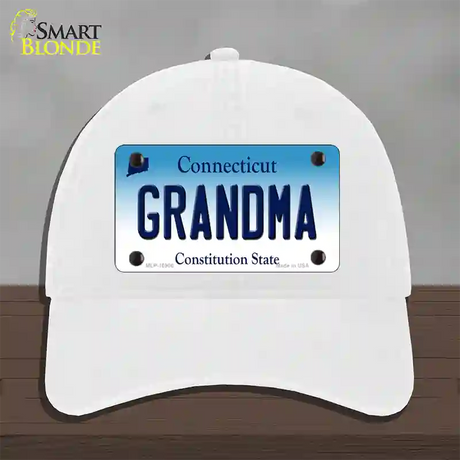 Grandma Connecticut Novelty License Plate Hat Unconstructed Cotton / White