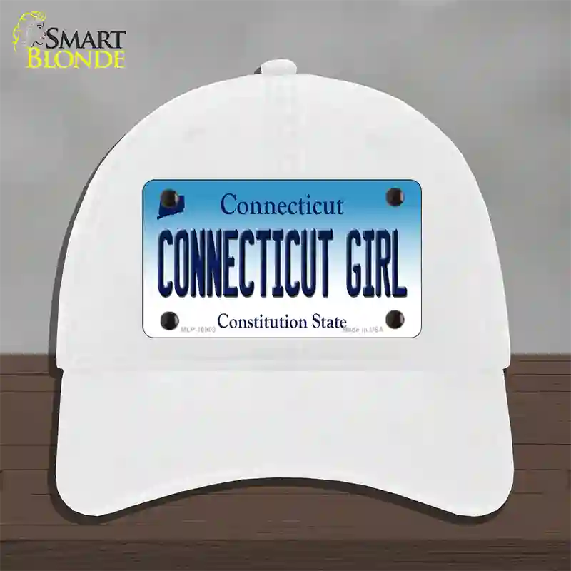 Connecticut Girl Connecticut Novelty License Plate Hat Unconstructed Cotton / White