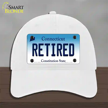 Retired Connecticut Novelty License Plate Hat Unconstructed Cotton / White