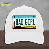 Bad Girl Arizona Novelty License Plate Hat Unconstructed Cotton / White