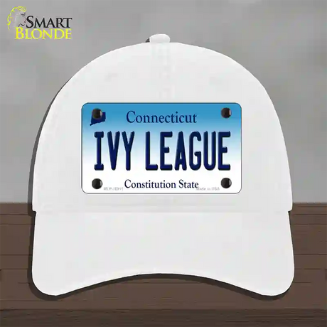 Ivy League Connecticut Novelty License Plate Hat Unconstructed Cotton / White