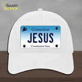 Jesus Connecticut Novelty License Plate Hat Unconstructed Cotton / White