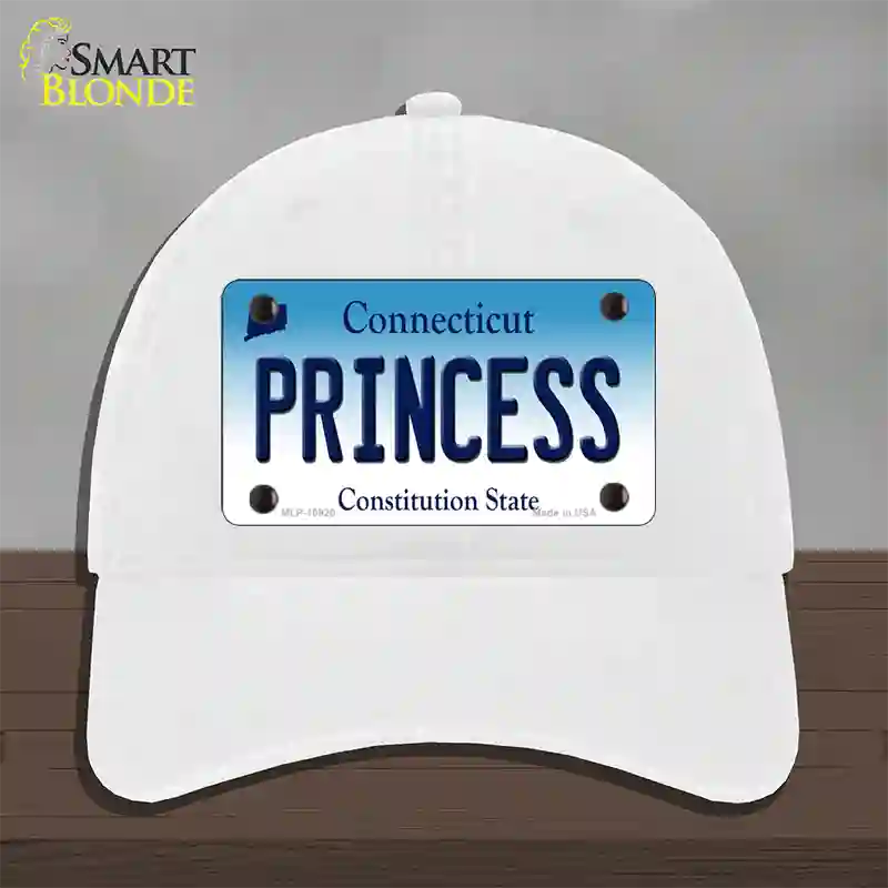 Princess Connecticut Novelty License Plate Hat Unconstructed Cotton / White